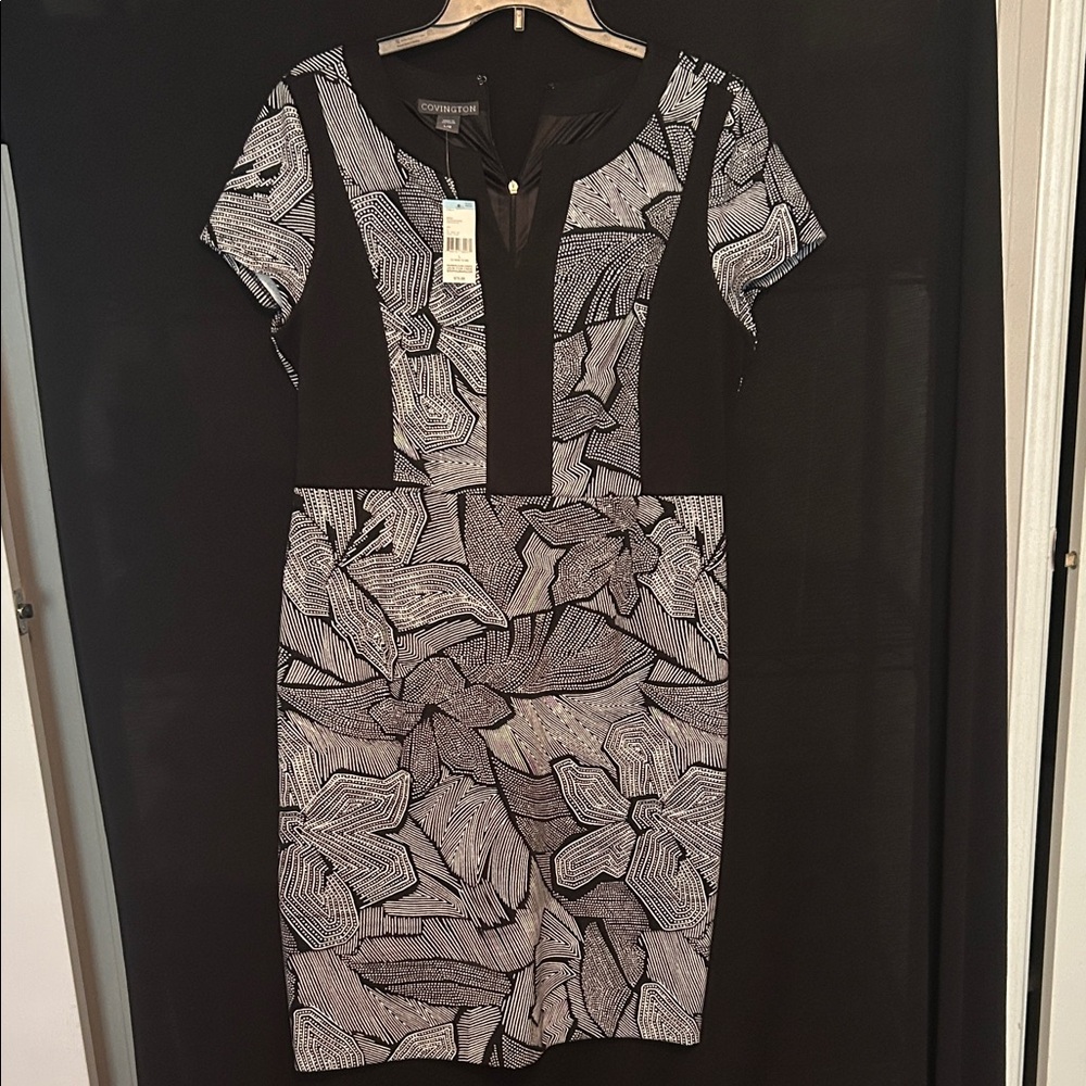 Covington Black and White Floral Mini Dress